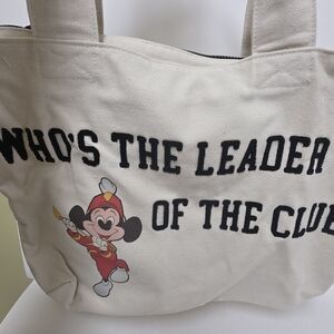 Disney Cream Tote Bag with Black Text and Mickey Design